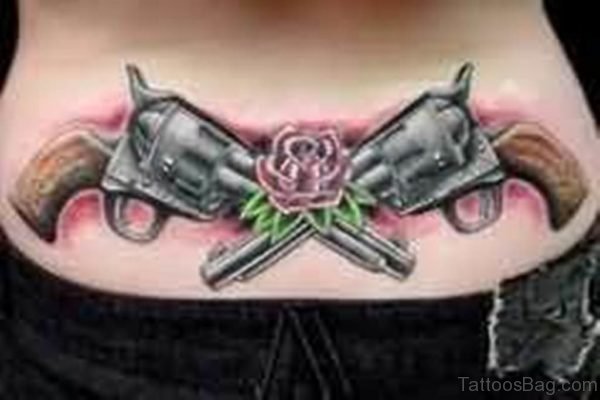 Classic Gun Tattoo For Waist