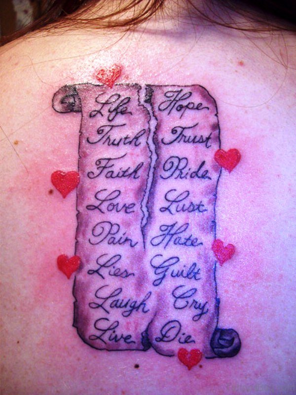 Classic Scroll Tattoo On Back