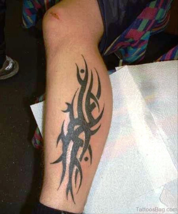 Classic Tribal Tattoo Design On Calf