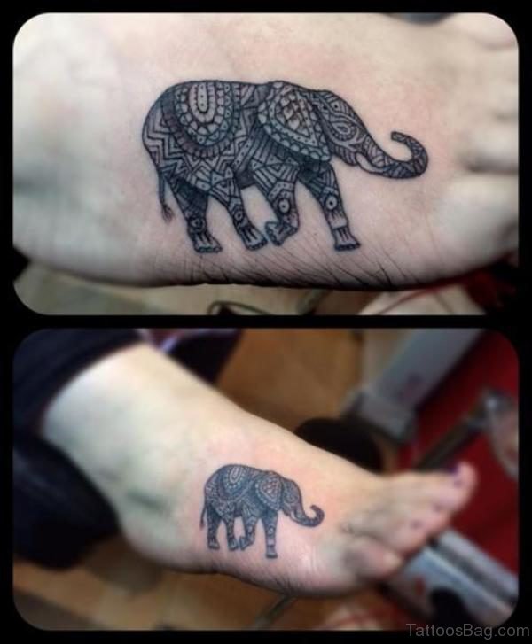 Classy Elephant Tattoo on Foot