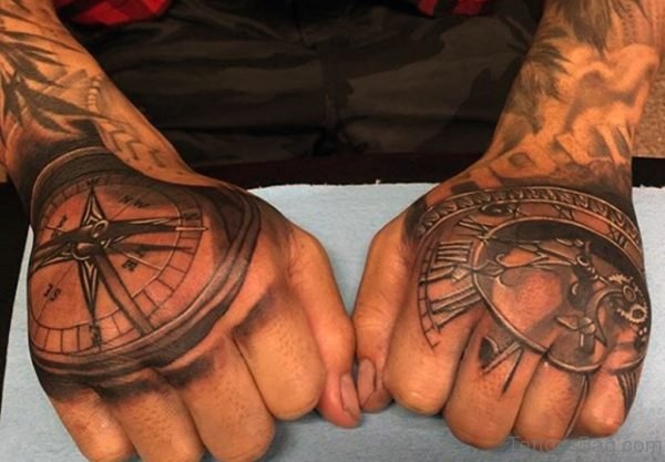 Clock Tattoo On Hand 