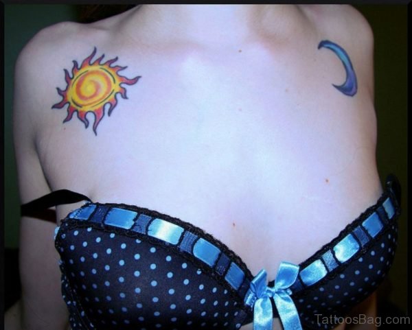 Color Ink Sun And Moon Tattoo