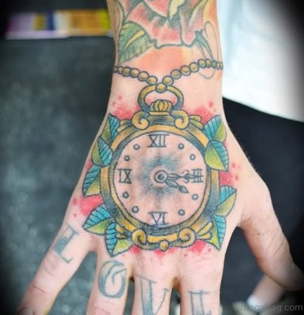 Colored Clock Tattoo