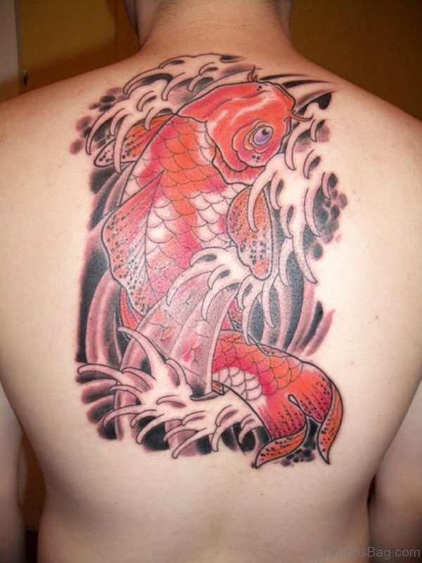 Colored Fish Tattoo On Back