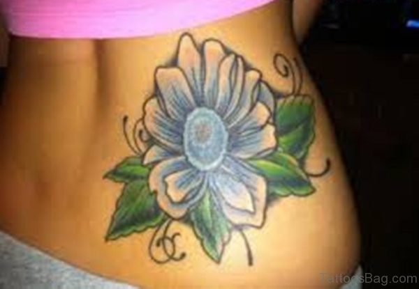 Colored Flower Tattoo On Waist