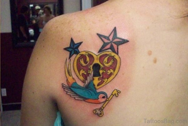 Colored Heart Nautical Tattoo