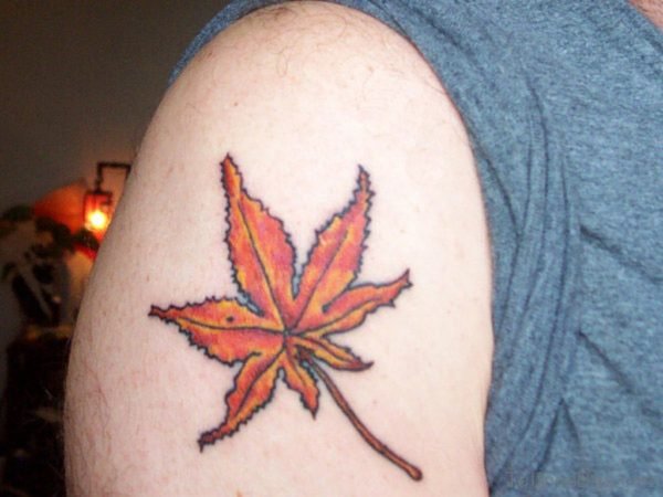 Colored Leaf Tattoo Design