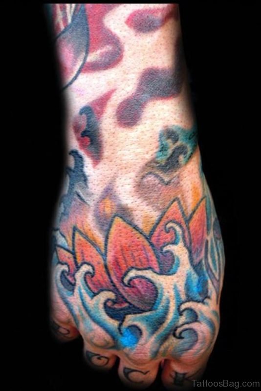 Colored Lotus Tattoo 