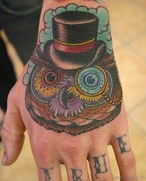 Colored Owl Tattoo