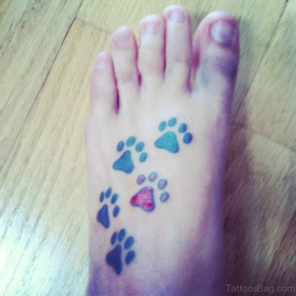 Colored Paw Tattoo