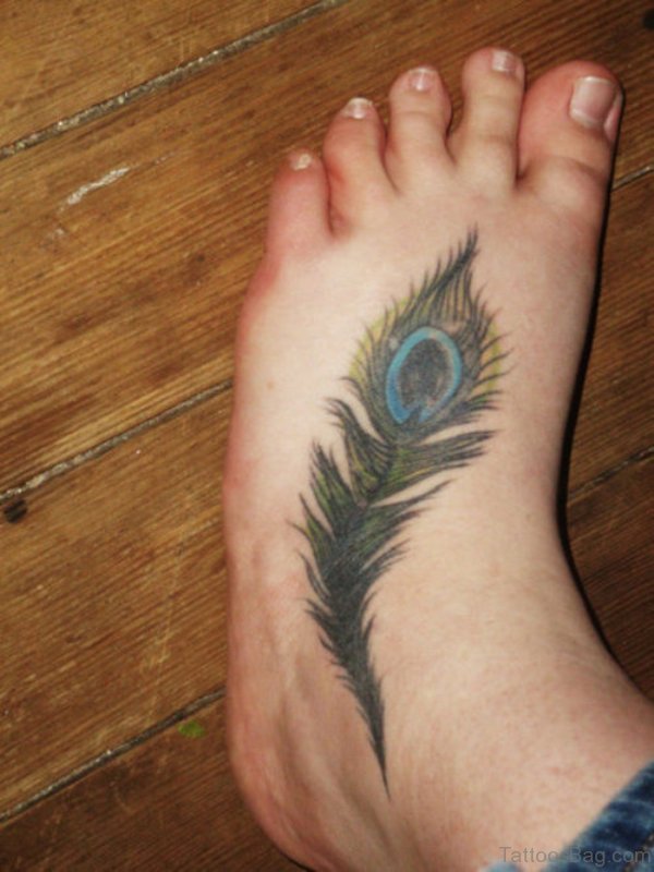 Colored Peacock Feather Tattoo