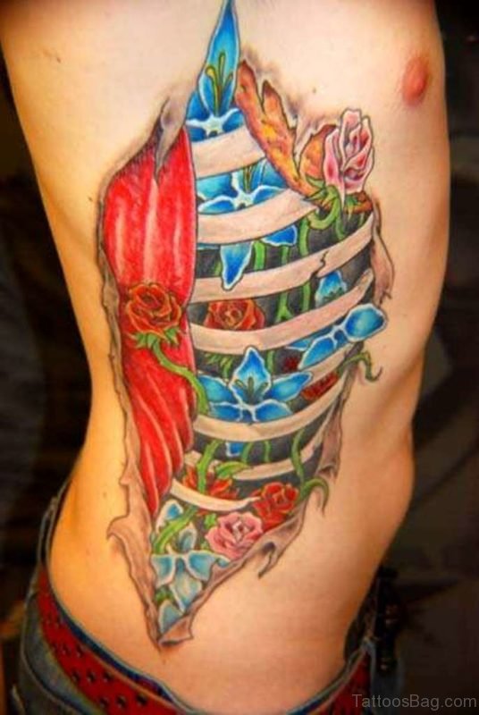 Colored Rib Tattoo