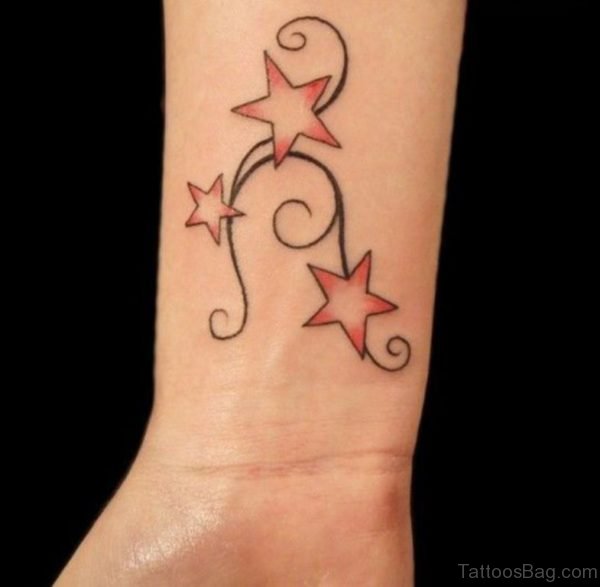 Colored Stars Tattoo On Wrist 