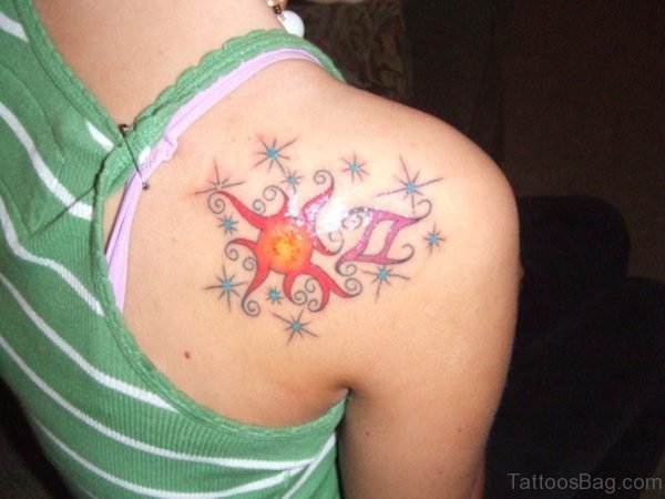 Colored Tattoo On Shoulder 