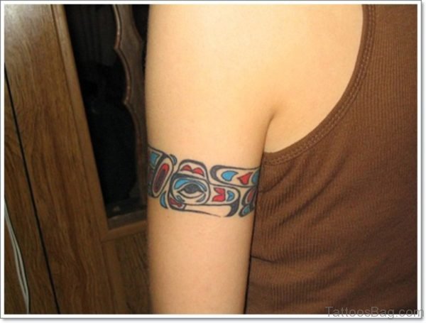 Colorful Band Tattoo On Arm