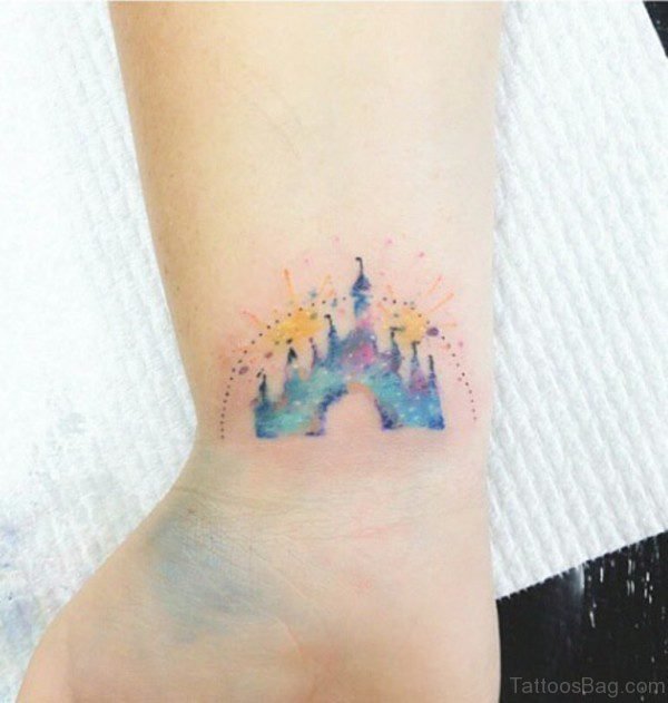 Colorful Disney Castle Tattoo