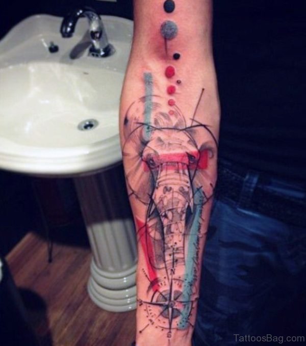 Colorful Elephant Forearm Tattoo