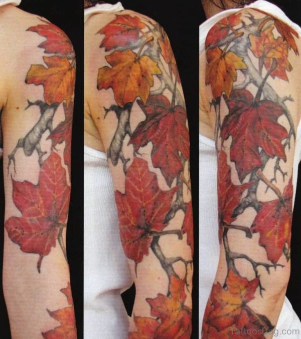 Colorful Leaf Tattoo