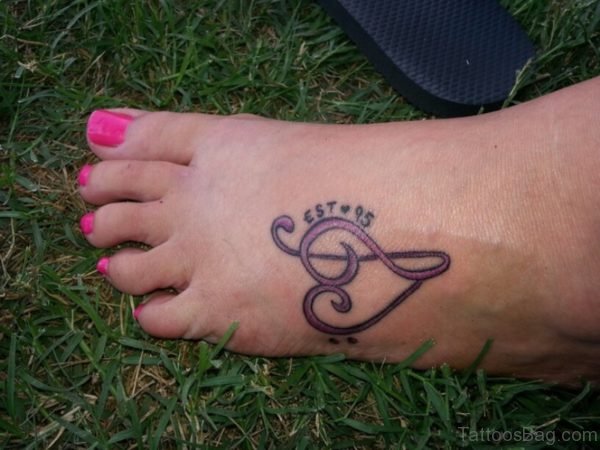 Colorful Music Tattoo On Foot
