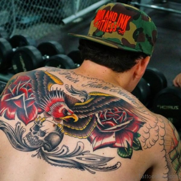 Colred Eagle Tattoo On Back