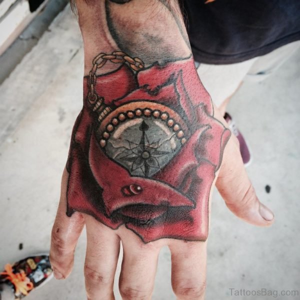 Compass Tattoo Design For Hand