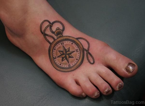 Compass Tattoo Design On Foot