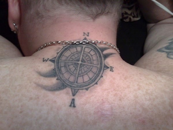 Compass Tattoo On Nape
