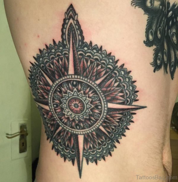 Compass Tattoo On Rib