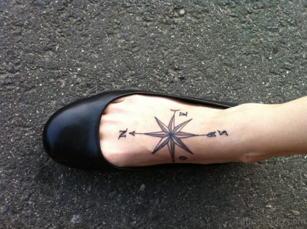 Compass Tattoo on Foot 