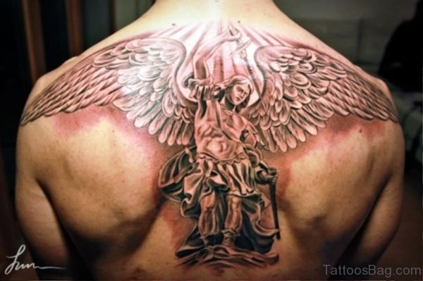 Cool Archangel Tattoo On Back