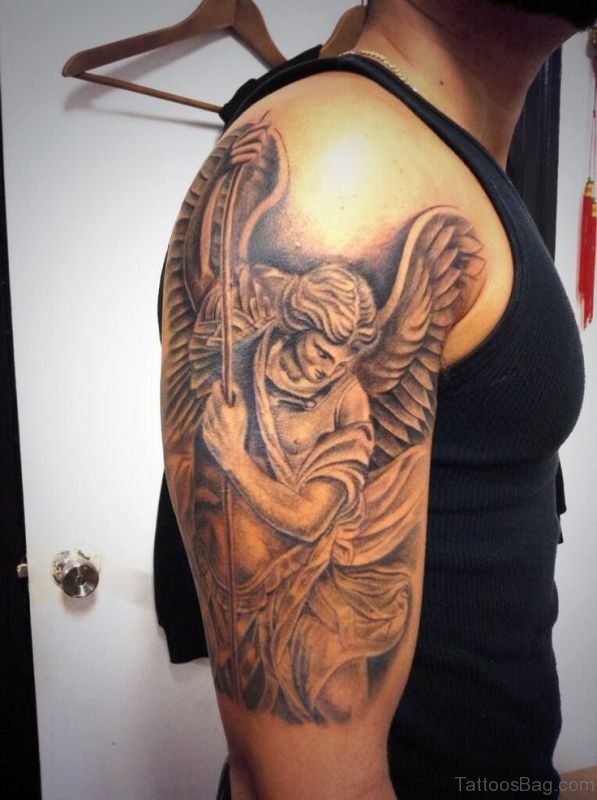 Cool Archangel Tattoo On Shoulder