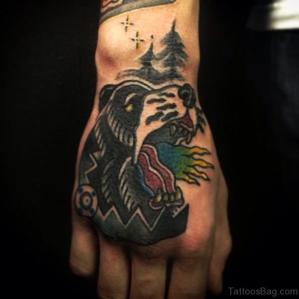 Cool Bear Tattoo On hand
