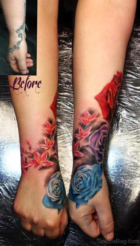 Cool Blue Rose Tattoo On Hand