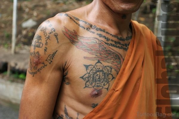 Cool Buddhist Tattoo On Chest