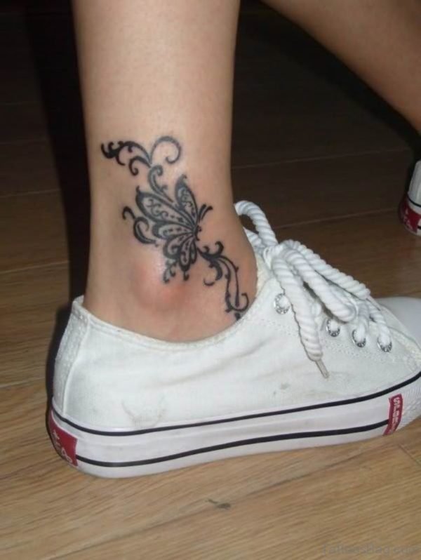 Cool Butterfly Ankle Tattoo
