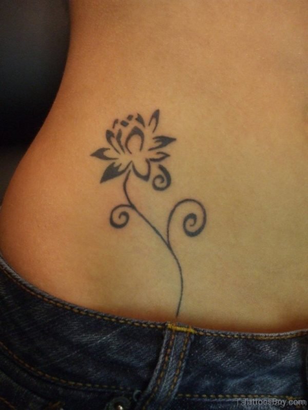 Cool Flower Tattoo On Waist 