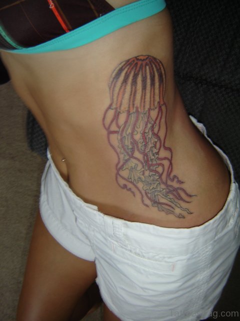 Cool Jellyfish Atheist Tattoo On Rib
