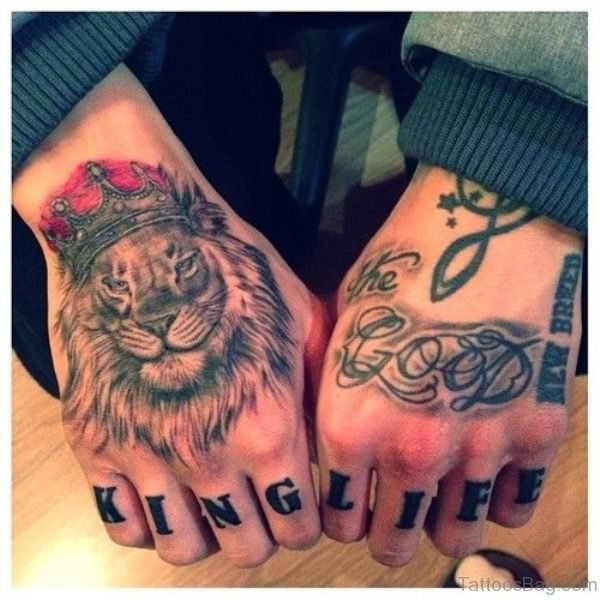 Cool Lion Head Tattoo On Hand
