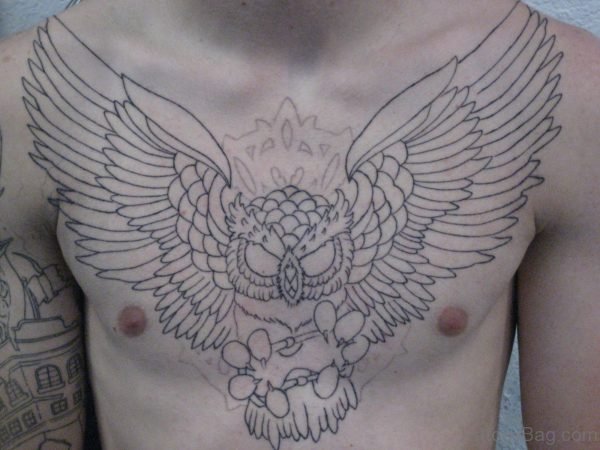 Cool Owl Tattoo On Chest