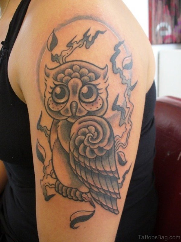 Cool Owl Tattoo On Shoulder