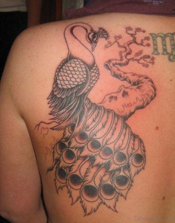 Cool Peacock Back Tattoo