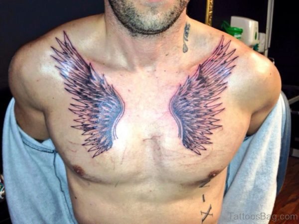 Cool Wings Tattoo On Chest 