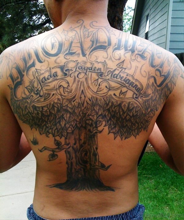 Country Tree Tattoo On Back