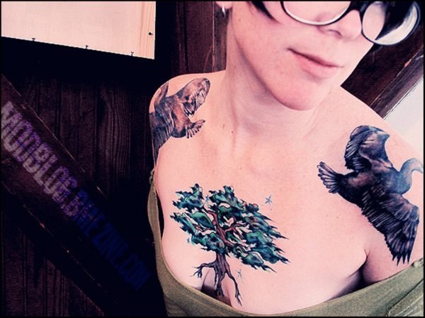 Creative Tree Tattoo On Chest