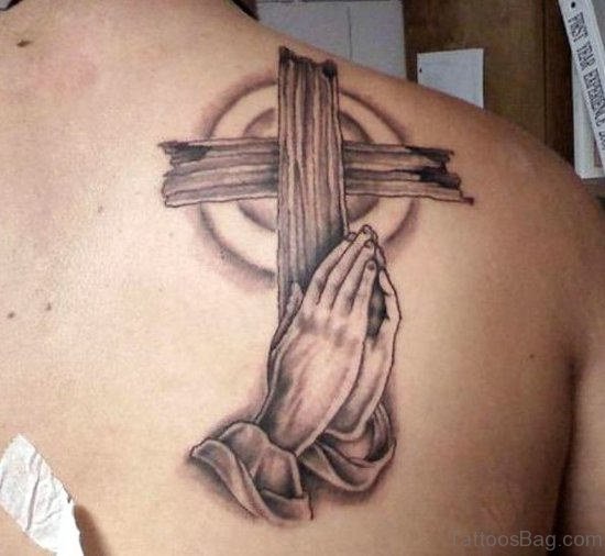 Cross Tattoo On Back Shoulder 