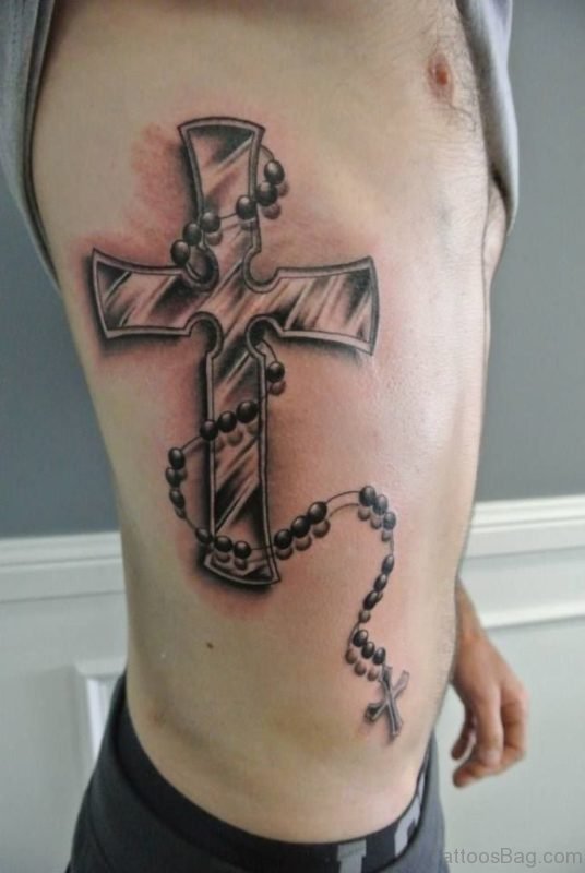 Cross And Rosary Tattoo