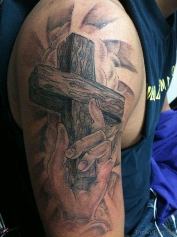 Cross Tattoo Design On Half Sleeve 