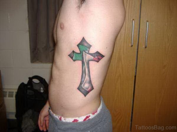 Cross Tattoo Design On Rib 