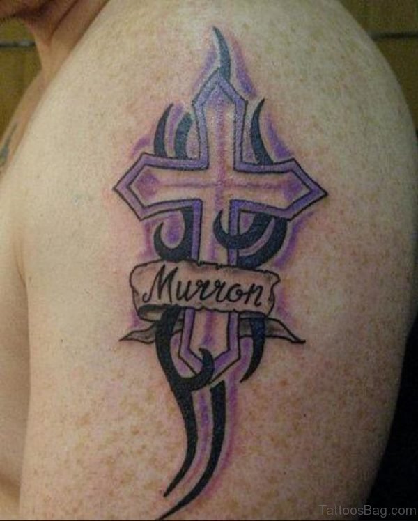 Cross Tattoo Design On Shoulder