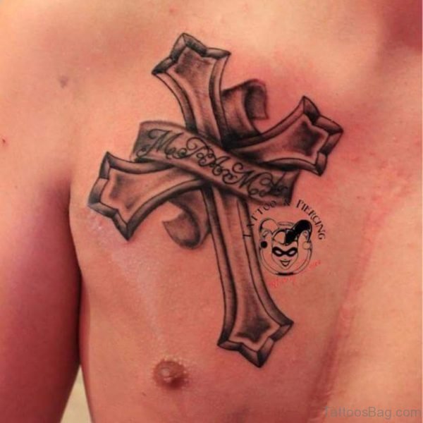 Cross Tattoo On Chest 